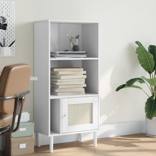 Bookcase Rattan Look White 23.6