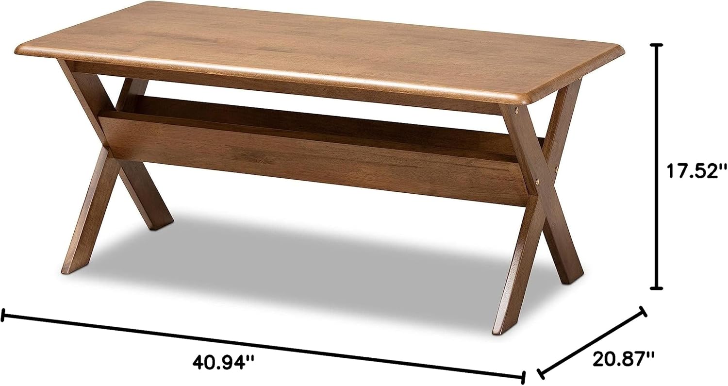 Modern Transitional Walnut Finished Wood Coffee Table Brown Contemporary Rectangle Finish