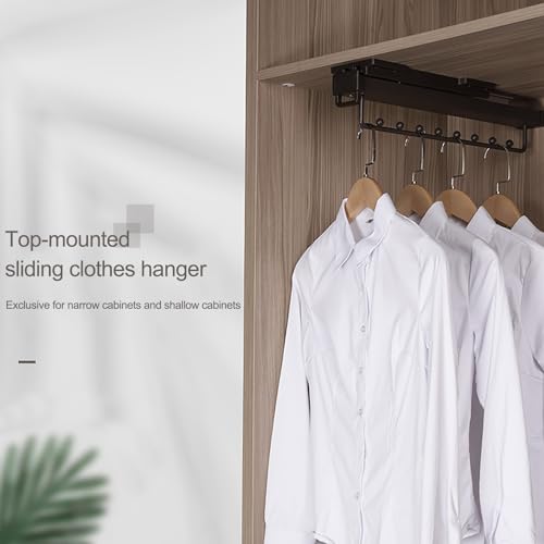 Pull Out Hanger Metal, Sliding Wardrobe Closet Rod Hanging Rod, for Closet/shallow cabinet/wardrobe/narrow cabinet, Closet Organizer Rack for Pants and Coat(47cm)