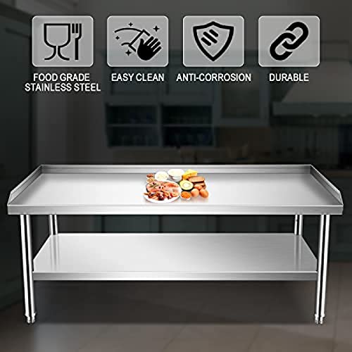 Stainless Steel Equipment Stand with Undershelf, NSF Commercial Prep & Work Table with Rear and Side Risers, Heavy Duty Grill for Kitchen, Bar, Restaurant, Home and Hotel,28x24x24