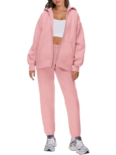 ANRABESS Womens 2 Piece Outfits Sweatsuits Oversized Zip Up Sweatshirt Jogger Sweatpants Tracksuit Sweat Lounge Matching Set