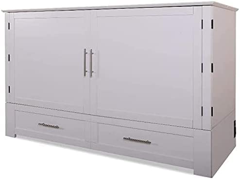 Daily Delight Murphy Cabinet Chest Bed with Charging Station 6 Inch, (Queen, Cherry)