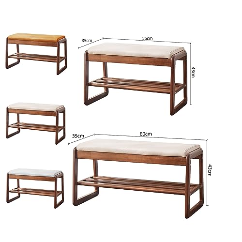 Shoe Rack for Closet Entryway Bench Shoe Storage Bench Ottoman with Storage and Seating for Living Room Bench for Bedroom End of Bed Wooden Shoe Rack Stable Structure Simple and Modern (Color : Off-w
