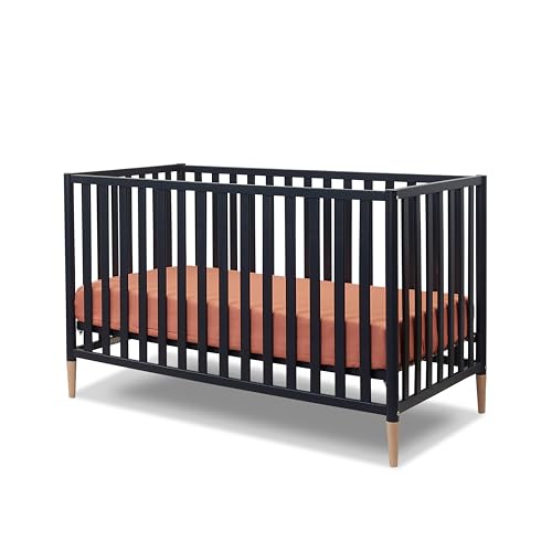 Sorelle Furniture Mia Crib Classic 3-in-1 Convertible Crib, Made of Sustainable Beech Wood, Wooden Baby Bed, Toddler and Child’s Daybed, with Removable Feet, Simplistic Nursery Furniture (Midnight)