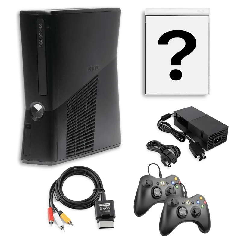 Restored Xbox 360 S 4GB Game Console Black with Bonus Game and 2 Retrofam Black Controllers (Refurbished)