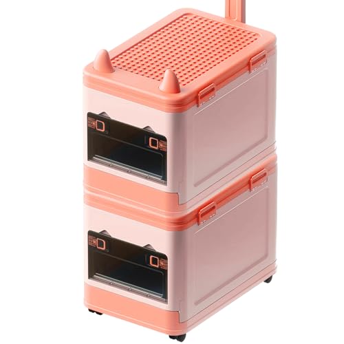Collapsible Kids Storage Box with Building Base for Lego Toy Organizer Bins with Lids and Wheels Stackable Toys Chest Containers Building Block Bricks Storage Case for Children