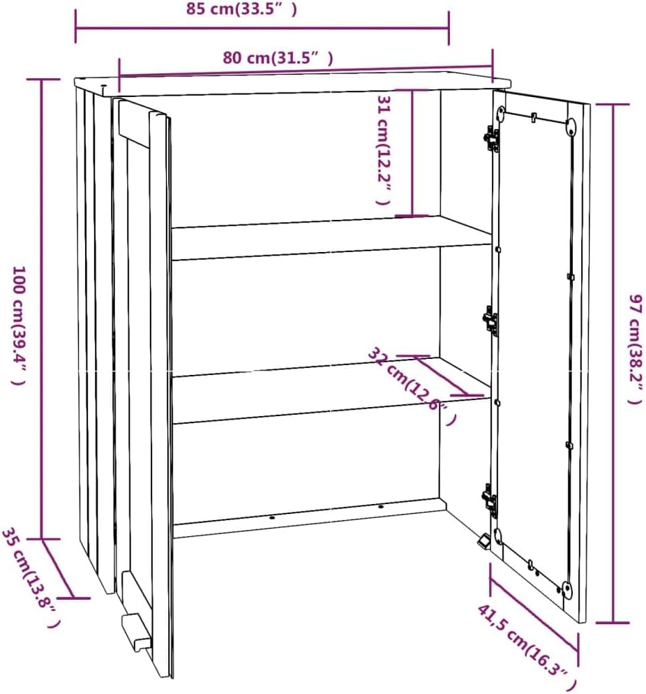 Top for Highboard, Bathroom Cabinet Bedroom Dresser Curio Cabinet Pantry Cabinet Suitable for Bathroom Office Kitchens Living Room, HAMAR Dark Gray 33.5