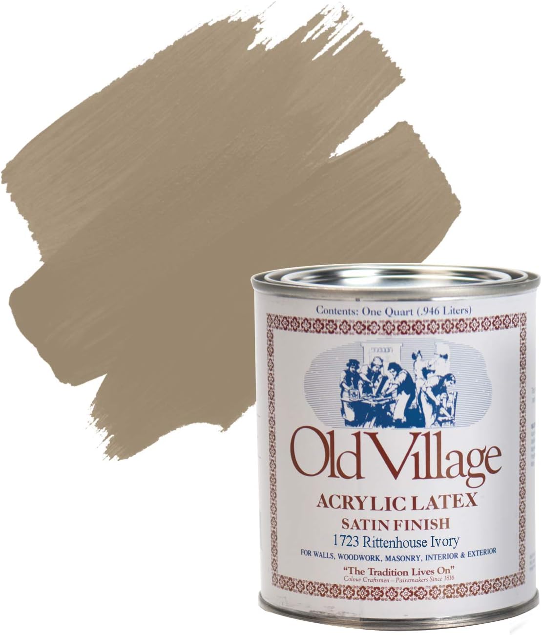 Acrylic Latex Paint, Rittenhouse Ivory, 1723, 1 Quart