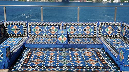 Royal Blue Traditional Floor Cushions, U Shaped Maroon Sectional Sofas, Arabic Floor Sofa Set, Pallet Sofa, Arabic Majlis, Yoga Meditation Sofas, Sofa Covers (U Sofa Full Set)