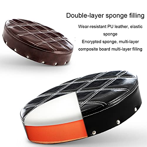 Vintage Rolling Swivel Massage Salon Stool with Wheels and Thicker Seat Padding, Adjustable Height PU Leather Bar Stool Office Shop Stool with Footrest Hairdressing Brown（Brown1）