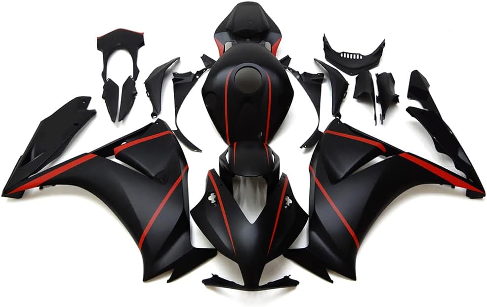 WYNMOTO Motorcycle Full Fairings Kit Fit for Honda CBR1000RR CBR 1000 RR 2012-2016 13 2014 2015 CBR 1000RR ABS Plastic Injection Bodywork Body Kits Matte Black With Red Lines