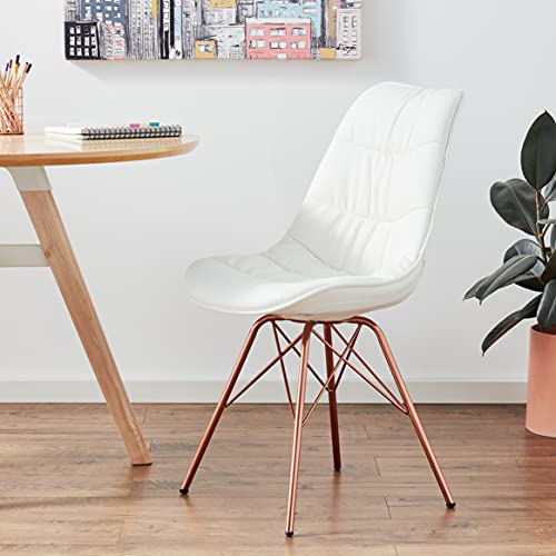OSP Home Furnishings Langdon Faux Leather Task Chair with Rose Gold Base, Black