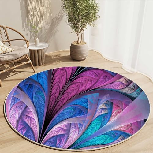Round Rug 39 in Watercolor Floral Office Desk Chair Mat Red Office Floor Protector Office Chair Mat for Hardwood/Tile Floor
