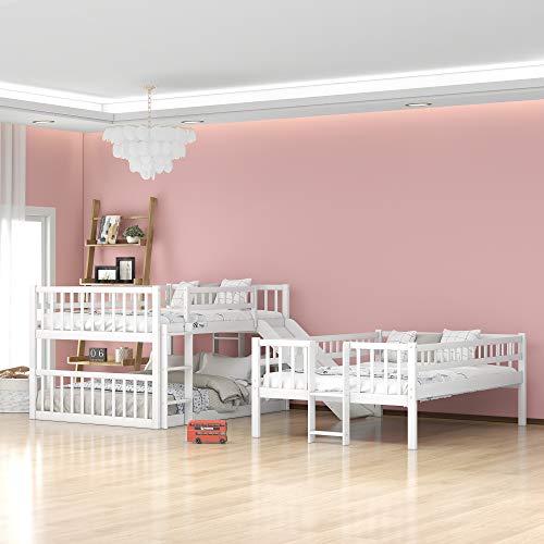 Full XL-Over-Twin XL-Over-Queen Triple Bunk Bed with Metal Frame and Ladder, Space-Saving Design, Black