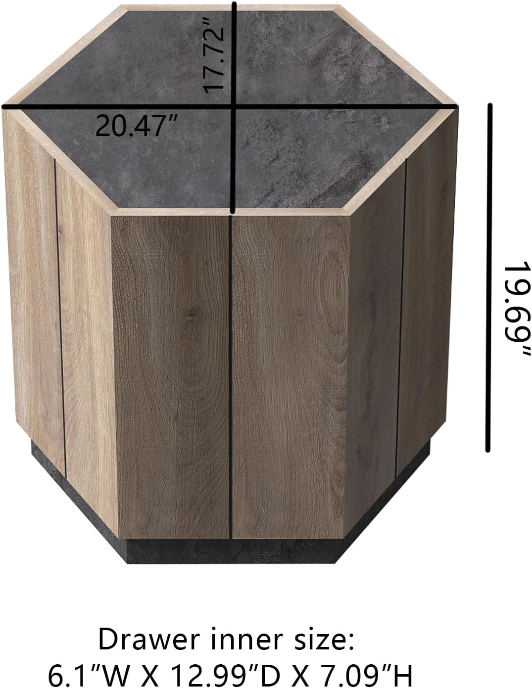 Hexagon Rustic Coffee Table Side Table Wooden Sofa Table Living Room Corner Table Bedroom Nightstand with Drawer for Living Room Bedroom Office Reception Area