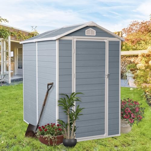 6x4ft Resin Outdoor Storage Shed Kit- to Store Patio Furniture,Grey Storage & Home Organization