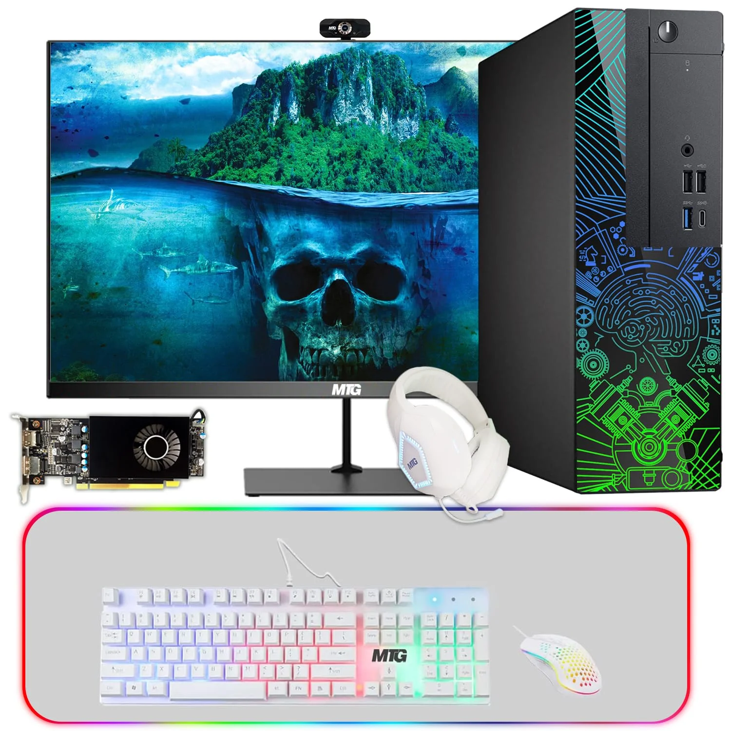 Restored Lumos 8 Gaming Desktop PC,Intel Core i5 8th Gen,16GB RAM,512GB SSD,AMD RX 550 4GB GDDR5 Graphics Card,24 Inch Monitor,PCI-E Bluetooth|Wi-Fi,RGB Kit,Win 11 Home