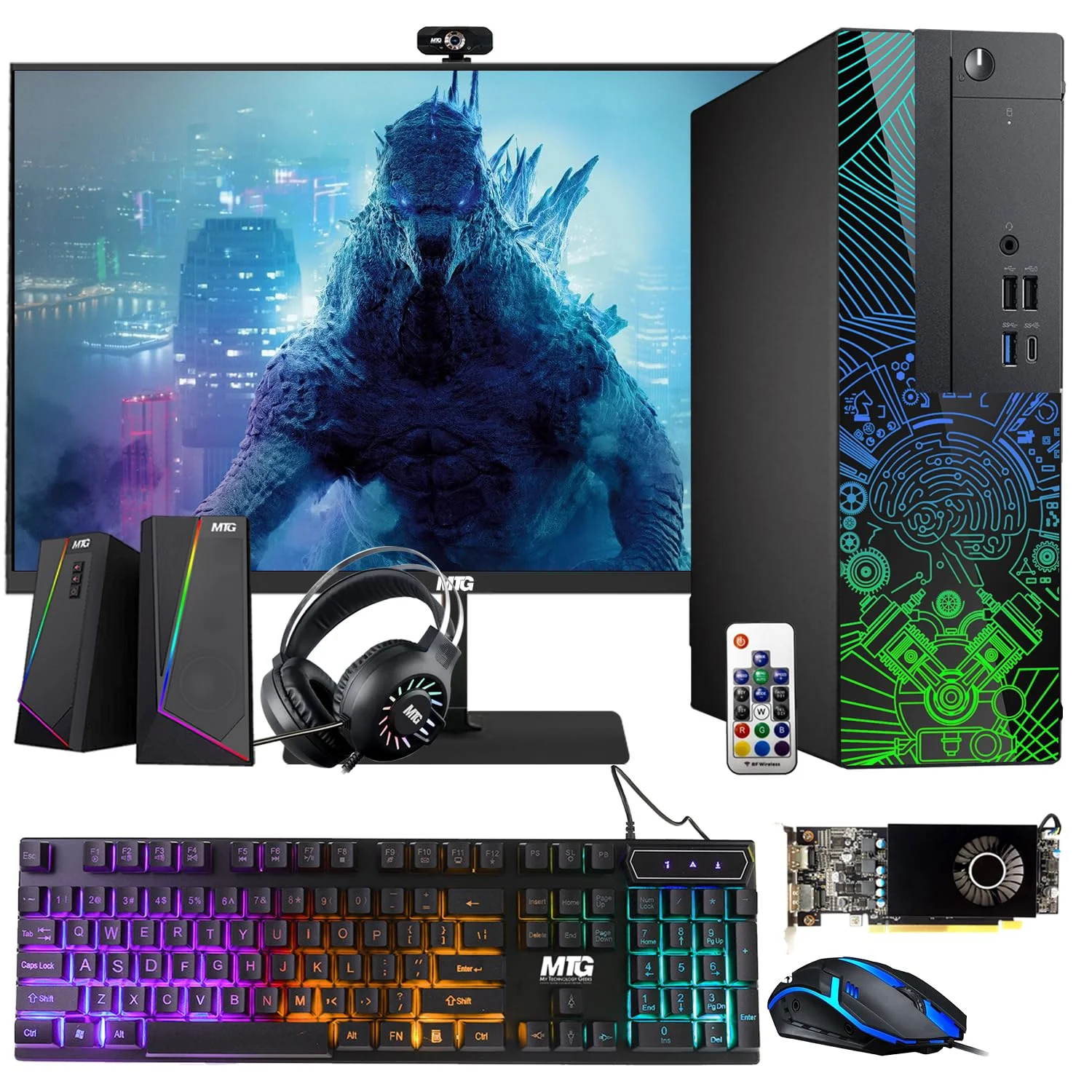 Restored Lumos 8 Gaming Desktop PC,Intel Core i7 8th Gen,16GB RAM,128GB HDD+2TB HDD,AMD RX 550 4GB GDDR5 Graphics Card,24 Inch Monitor,PCI-E Bluetooth|Wi-Fi,RGB Kit,Win 11 Home