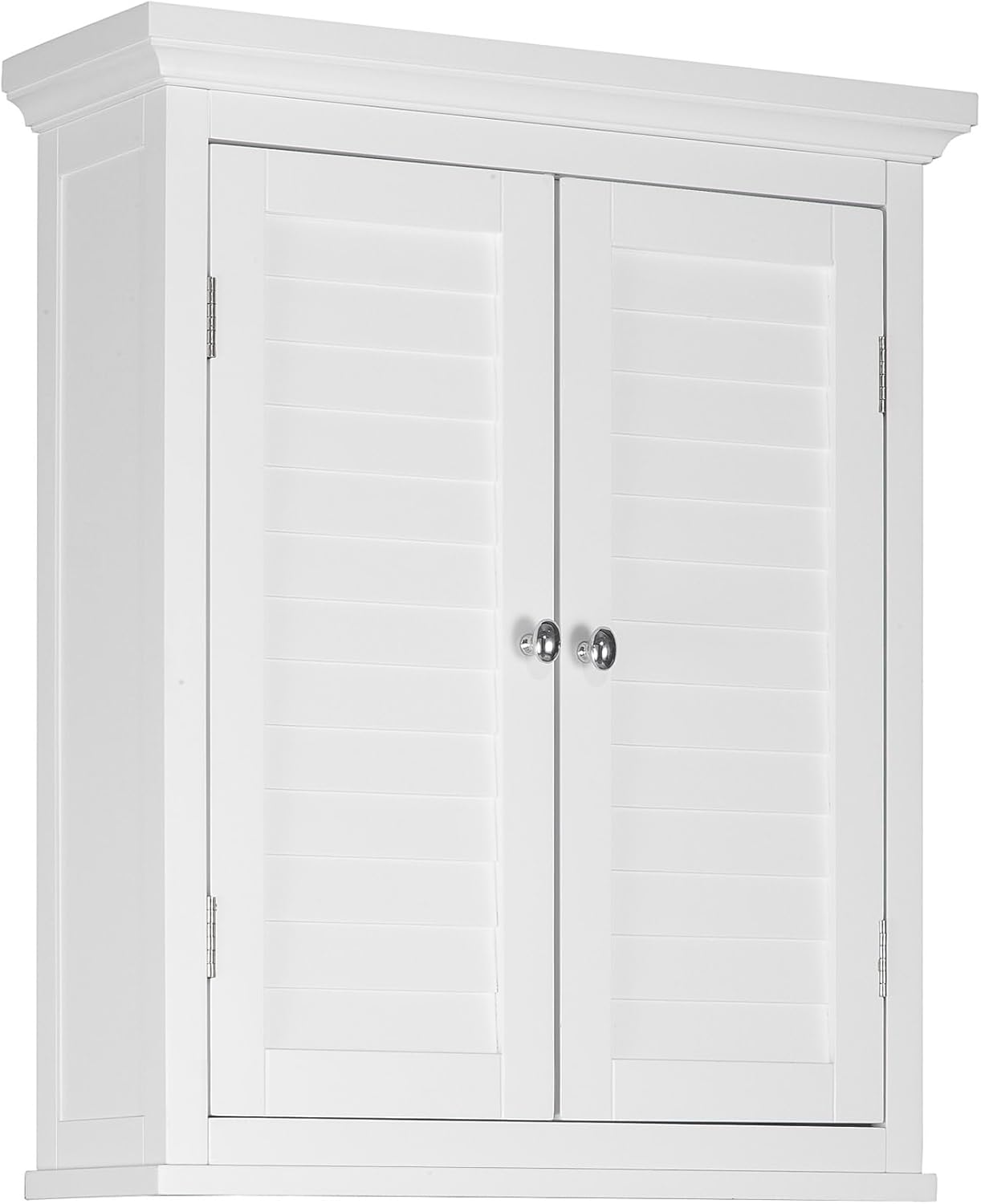Elegant Home Fashions Glancy Removable Wooden Wall Cabinet with Shutter Doors, White
