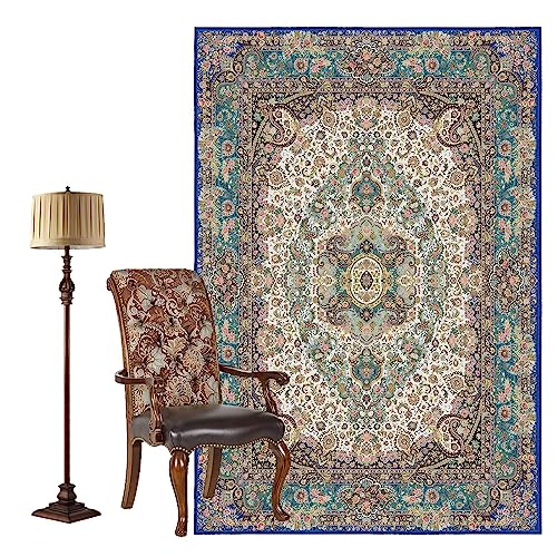 Vamcheer Vintage Washable Area Rug 9x12 - Classic Chenille Rugs for Living Room Bedroom Dining Room Traditional Carpet for Office Kitchen Non Slip Ivory Outdoor Rug
