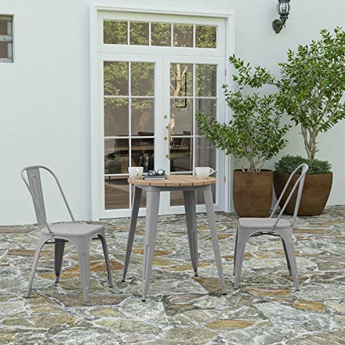 Merrick Lane Dryden Outdoor Dining Table, All Weather Poly Resin Top with Steel Base, 23.75