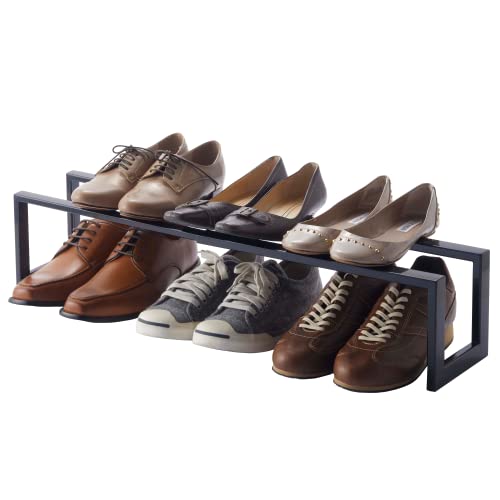 Yamazaki Home Expanding Shoe Rack, Metal, Adjustable Steel One Size Black
