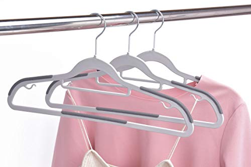 Quality Hangers Clothes Hangers 50 Pack - Non-Velvet Plastic Hangers for Clothes - Heavy Duty Coat Hanger Set - Space-Saving Closet Hangers with White Swivel Hooks - Functional Non-Flocked Hangers