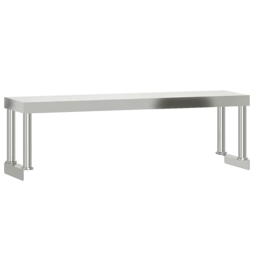 vidaXL Stainless Steel Work Table Overshelf - Adds Storage & Workspace for Kitchen, Bakery, Factory, Restaurant 43.3