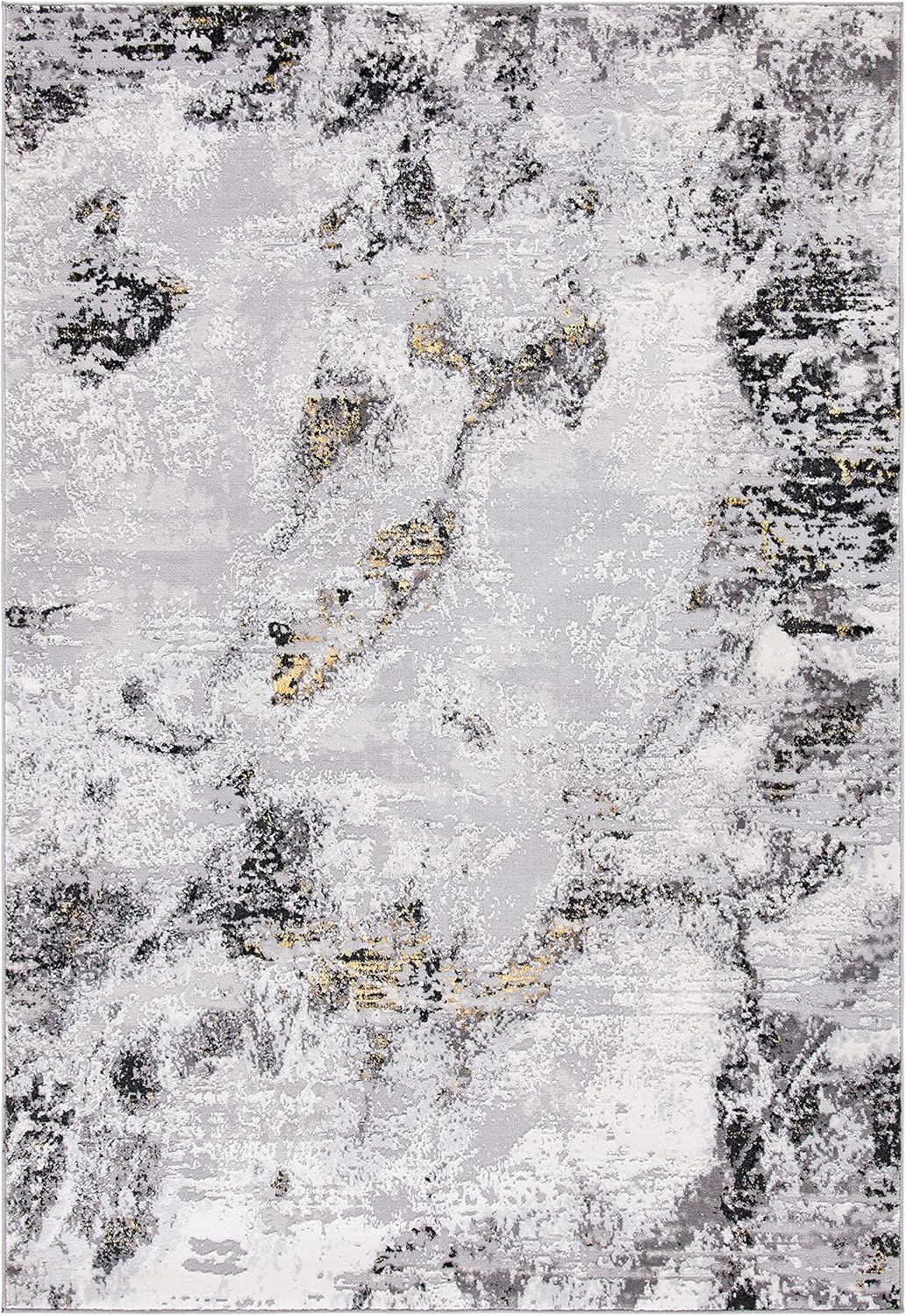 SAFAVIEH Amelia Collection Area Rug - 10' x 14', Grey & Gold, Modern Abstract Design, Non-Shedding & Easy Care, Ideal for High Traffic Areas in Living Room, Bedroom (ALA232F)