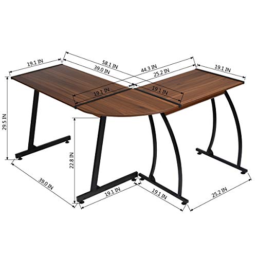 3-Piece L-Shaped Corner Computer Table PC Laptop Gaming Desk Home Office Workstation Wood, Brown