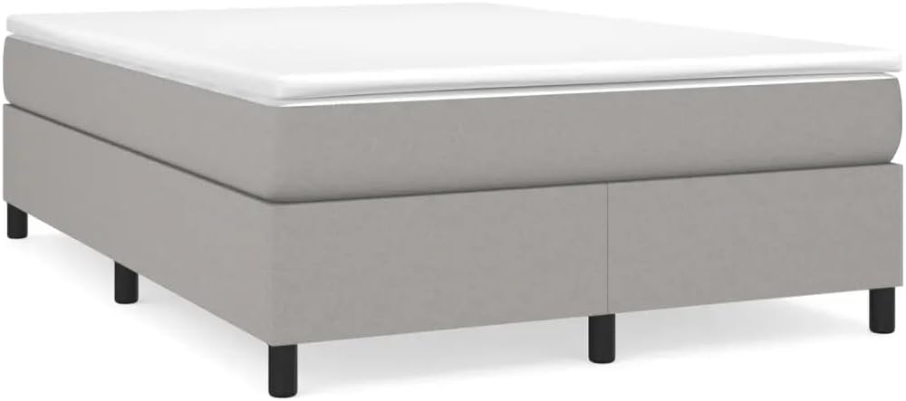 vidaXL Box Spring Bed with Mattress Home Bedroom Mattress Pad Double Bed Frame Base Foam Topper Furniture Light Gray 59.8