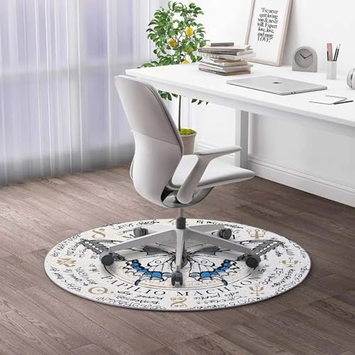Round Rug 44 in Stars Chair Mat for Carpet Modern Heavy Duty Floor Protector Anti-Slip Hard Floor Desk Chair Protector for Home Office