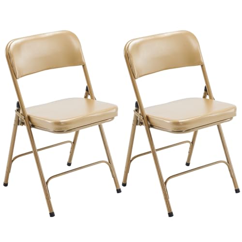 2 Pack Metal Folding Chairs with Padded Seat and Back, Portable Stackable Commercial Seat, Light Weight Folding Chairs for Home Office Indoor Outdoor Events Party Wedding