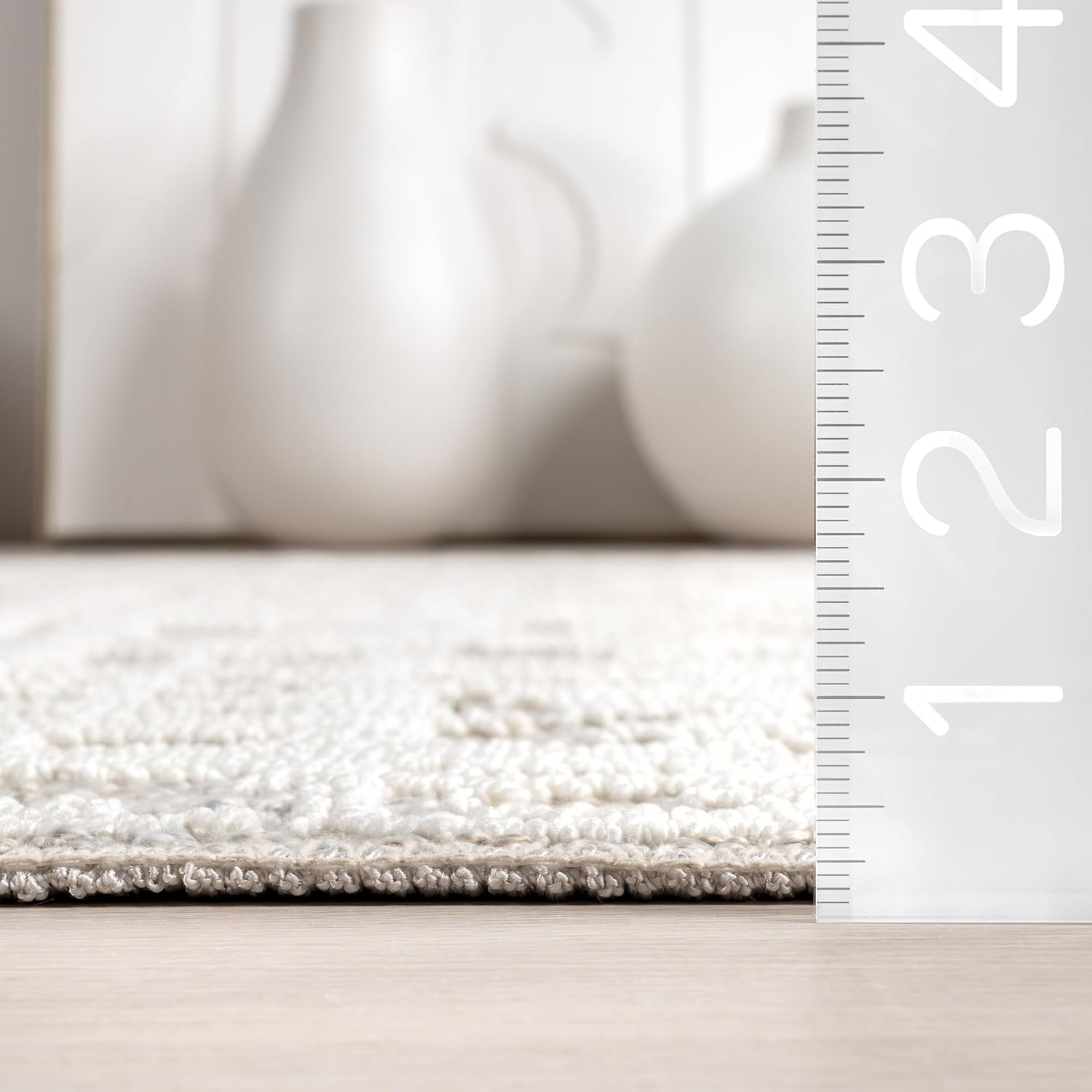 nuLOOM Amity Abstract 5x8 Machine Washable Area Rug for Living Room Bedroom Dining Room Kitchen, Light Grey/Cream