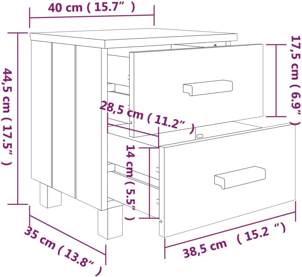 Bedside Cabinet HAMAR Light Gray 15.7