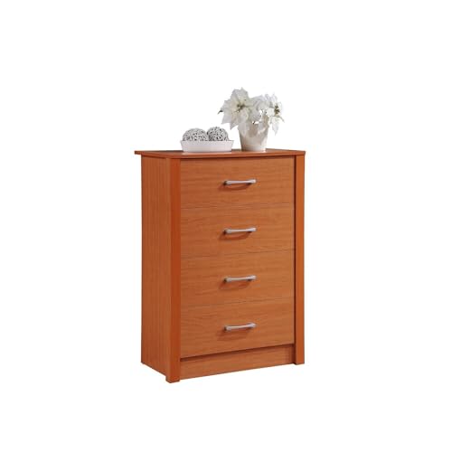 HODEDAH 4-Drawer Chest Dresser, 40.3 in. H x 27.5 in. W x 15.5 in. D, Beech