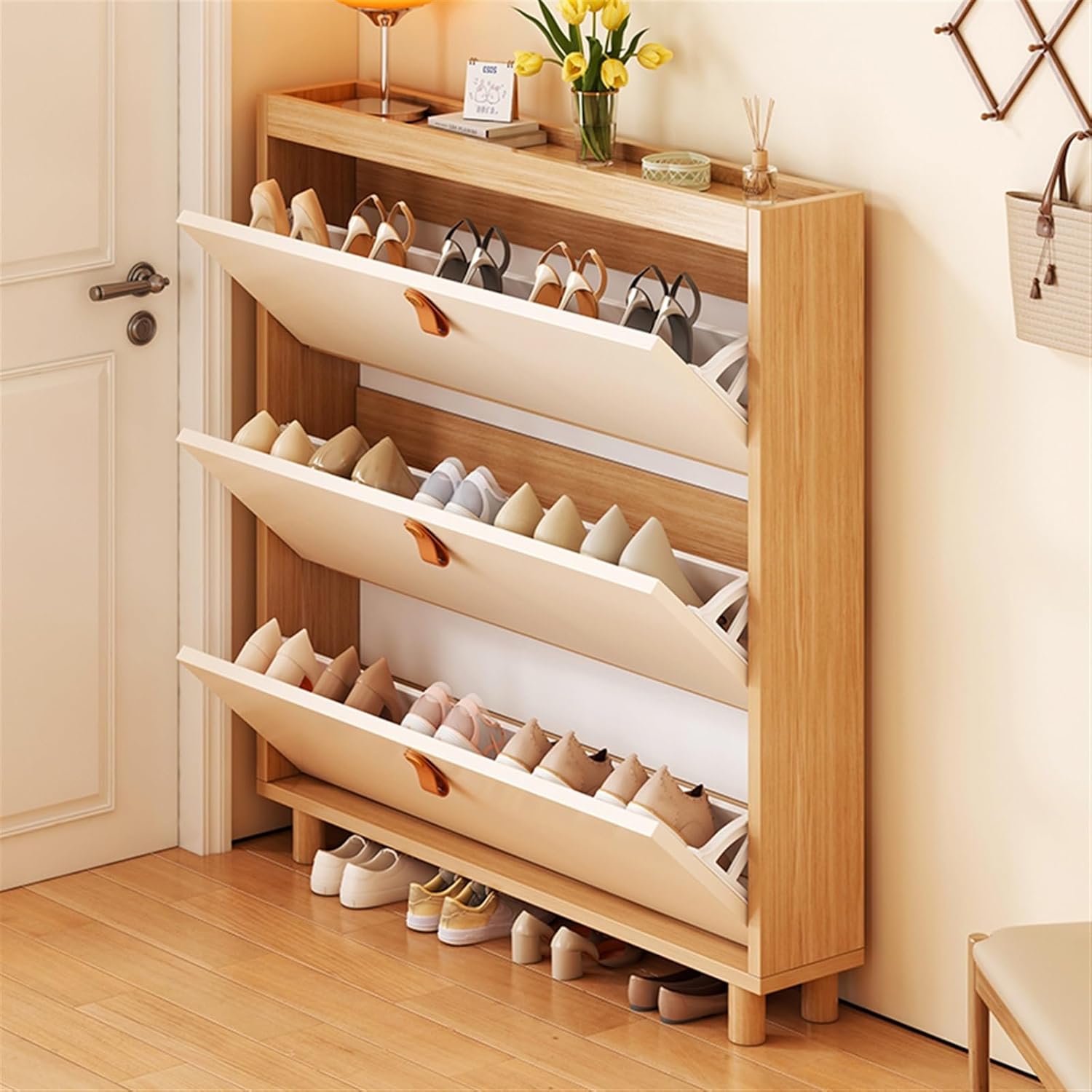 Shoe Rack Shoe Rack Slim Shoe Cabinet with 3 Flip Drawers for Entryway, Freestanding Shoe Storage Cabinet, Modern Shoe Storage Cupboard Organizer Shoe Storage Cabinet