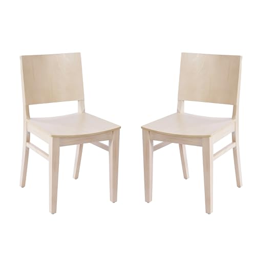 Flash Furniture Naples Commercial Grade Solid Wood Dining Chair with Curved Backrest, Set of 1, Antique White