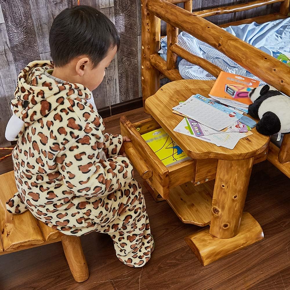 Side Table, Multi-Functional Storage Cabinet,Cedar Bedside Table Children's Small Study Table, 1 Drawer and Shelf