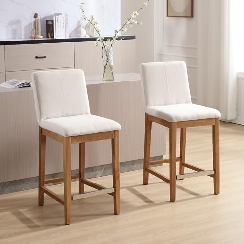 Wood Bar Stools Set of 4, Mid-century Modern 30