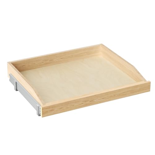 ROOMTEC 2 Tier Pull Out Cabinet Organizer, Double Tier Slide Out Wood Cabinet Organizer with U Bracket, Pull Out Drawers for Base Cabinet Organization in Pantry, Kitchen(19½