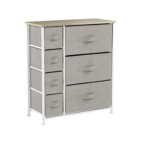 Sorbus Dresser with 7 Drawers - Chest Organizer Tower Unit with Steel Frame, Wood Top, Easy Pull Fabric Bins - Storage Furniture for Bedroom, Hallway, Closet & Office Organization