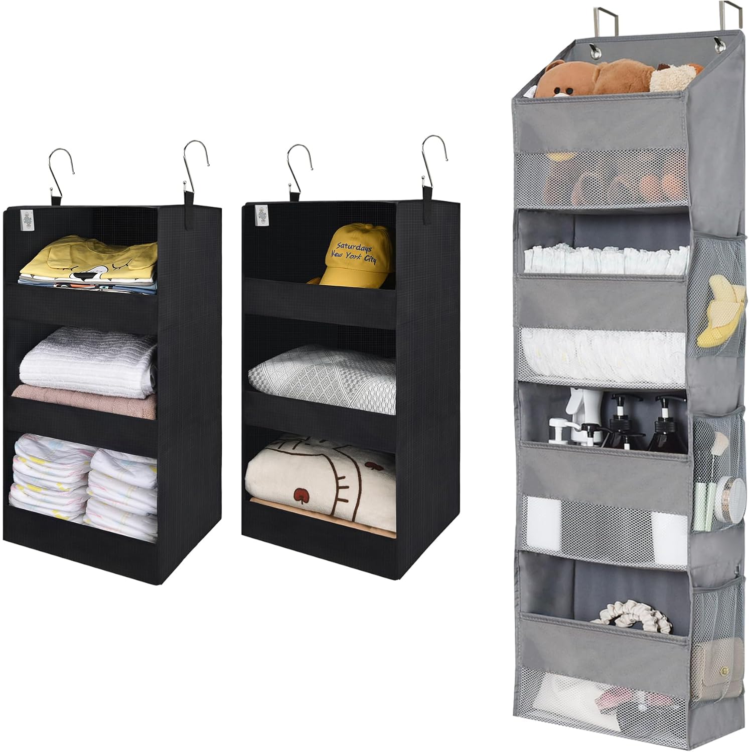 GRANNY SAYS Bundle of 2-Pack Hanging Wardrobe Organizer & 1-Pack Over The Door Organizer