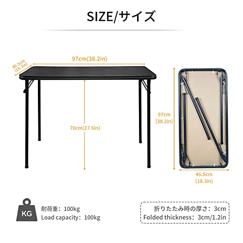 BOOSDEN Folding Table and Chair, Folding Card Table with Chair Set, Foldable Table and Chair for Outdoor & Indoor, 2 Pack, Black