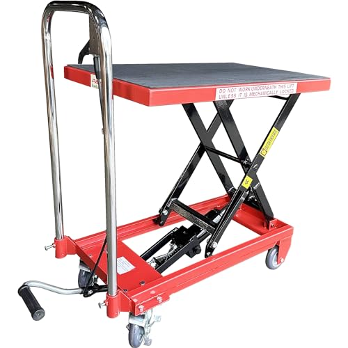 Premium Scissor Lift Table Cart, 500 lb. Cap, 27.75