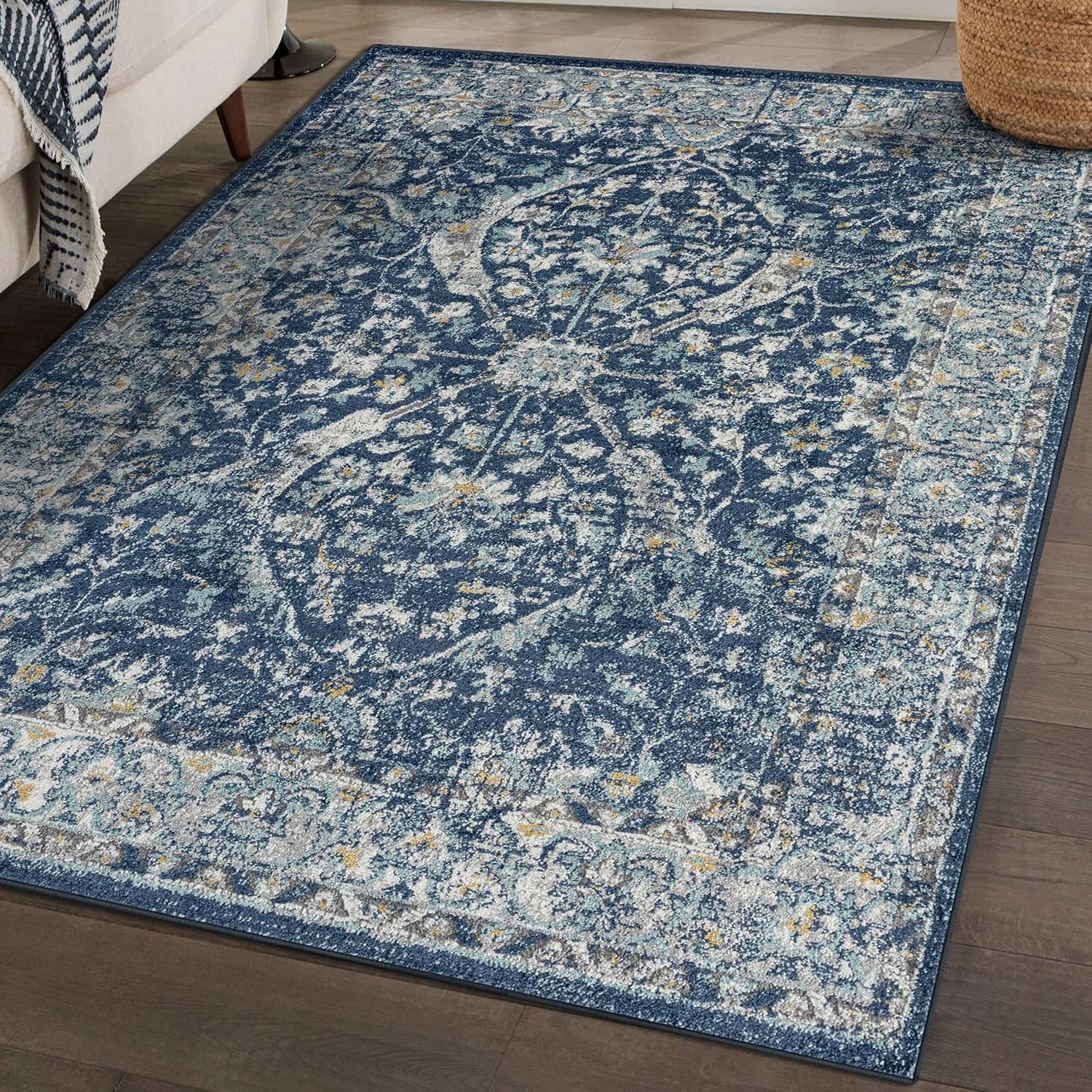 LUXE WEAVERS Euston Collection 8060 Blue 9x12 Modern Oriental Area Rug