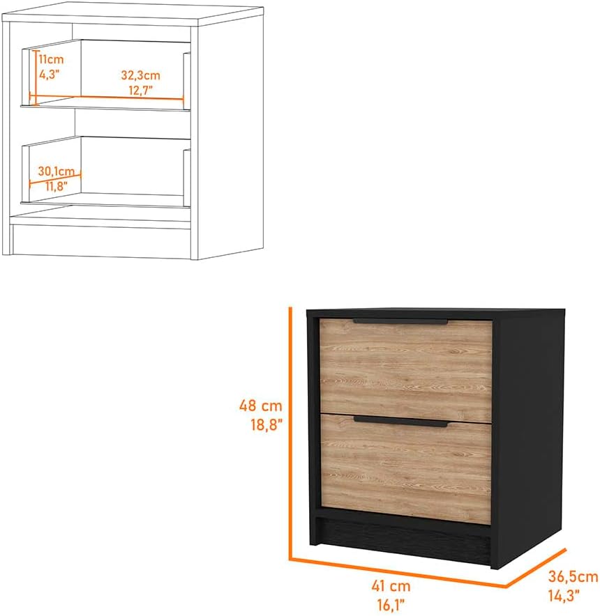 Washington Nightstand: Functional and Stylish with Two Spacious Drawers for Your Bedroom Storage Needs