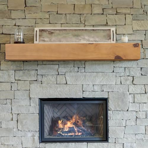 MANTELSDIRECT Dakota 60 Inch Pine Wood Floating Fireplace Mantel Shelf - Mocha Brown | 9