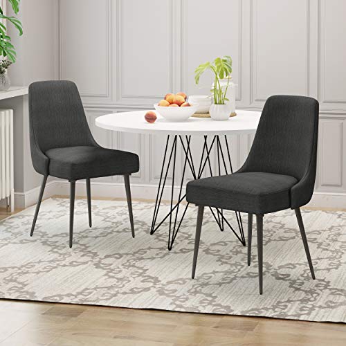 Modern Fabric Dining Chairs (Set of 2), Charcoal