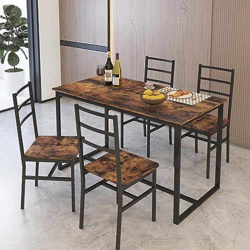 Modern Dining Table Set for 2, 3 Piece Counter Height Wooden Tabletop with Two Upholstered Bar Stools Chairs for Kitchen, Small Spaces, Apartment, Breakfast Nook, Pub, 47.30